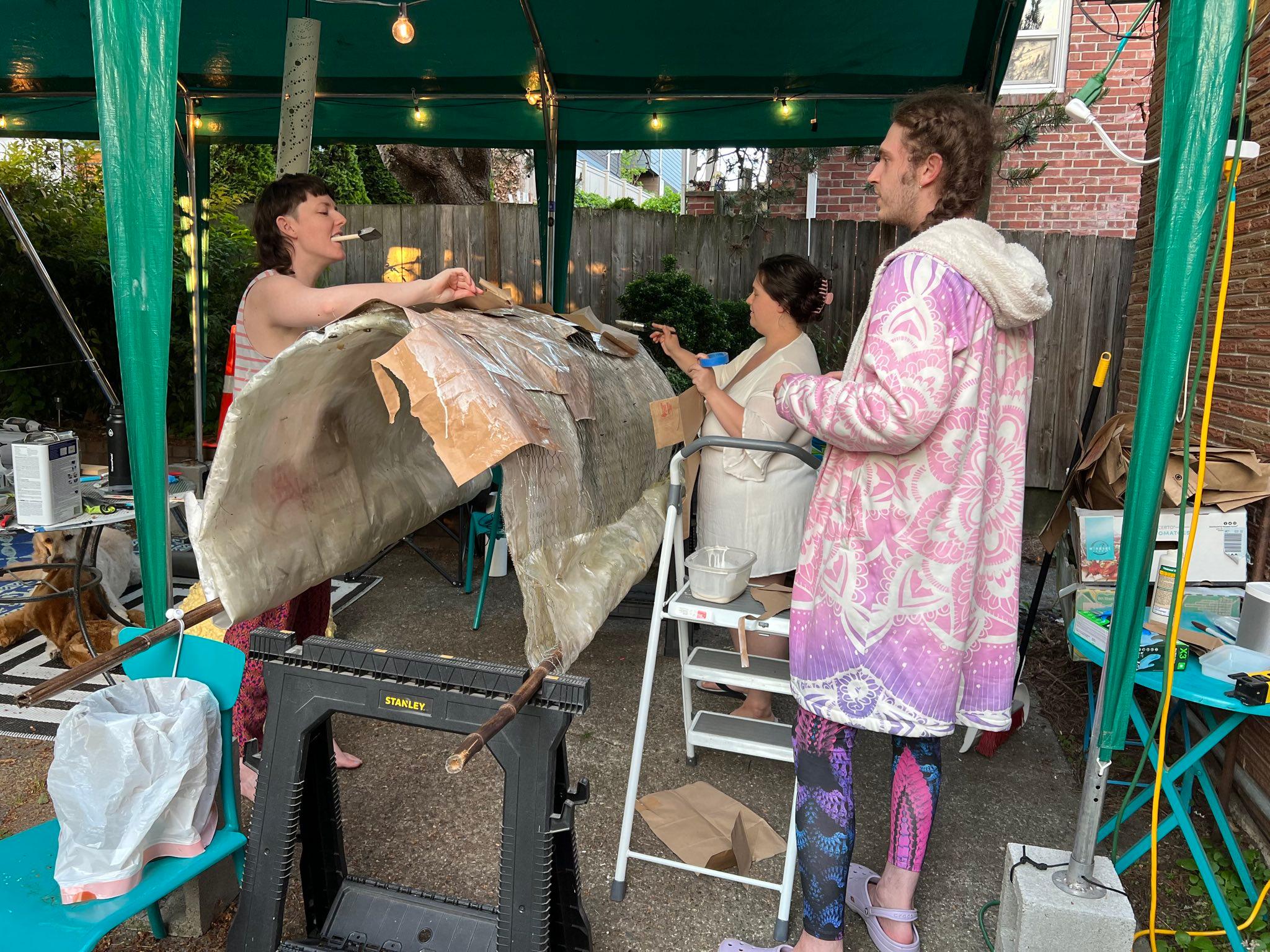 Paper Mache'ing the log