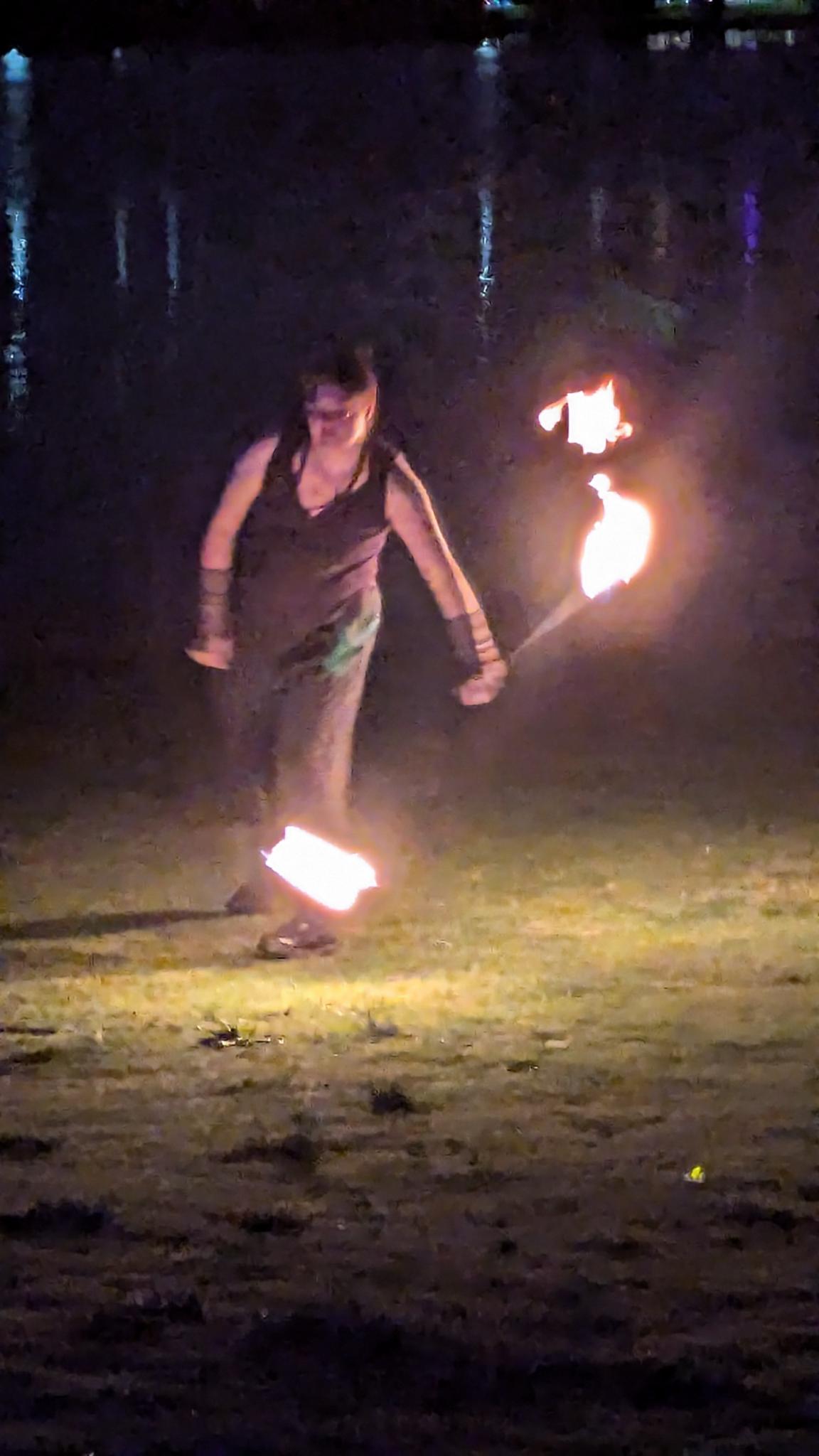 Ribbit fire spinning poi